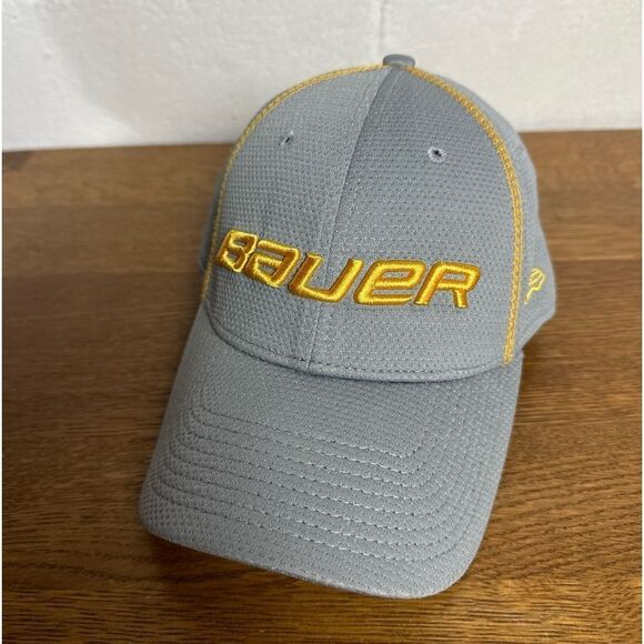 Bauer Hockey New Era 39Thirty Mesh Flex Fitted S-M Hat Cap Men Women Gray Yellow - Picture 1 of 9
